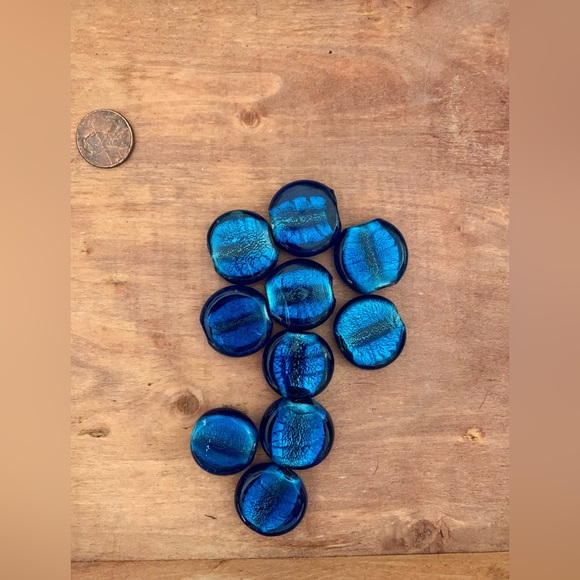 Midnight Deep Blue Foiled Glass Beads 2mm Large Hole (Lot of 10) - Picture 4 of 8